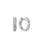 Huggies - Three Rows of Diamonds - 14K Yellow Gold or 14K White Gold