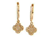 Pave Clover Drop Diamond Huggies - 14K Yellow Gold  or 14K White Gold