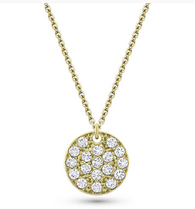 Diamond and Gold Disc Necklace, 16" Chain - Item#0120