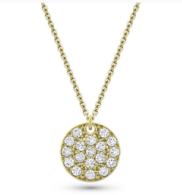 Diamond and Gold Disc Necklace, 16