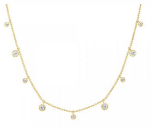 14K Gold and Diamond Drops Necklace