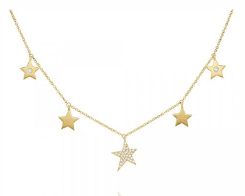 14K Gold and Diamond Wishing Stars Necklace