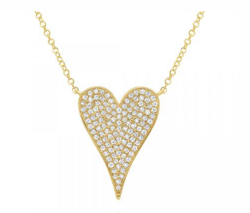 14K Gold Diamond Pave Heart Necklace, Small