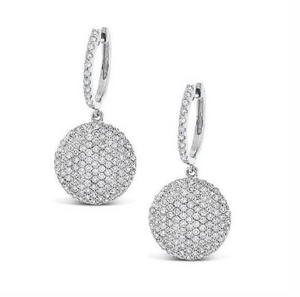 Diamond Disc Earrings in 14k White Gold