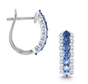 14K Diamond and Blue Sapphire Ombre Earring