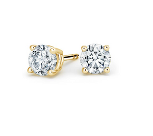 Four-Prong Round Diamond Stud Earrings