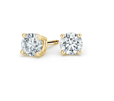 Four-Prong Round Diamond Stud Earrings