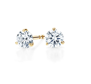 Three-Prong Martini Round Diamond Stud Earrings