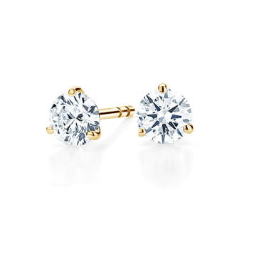 Three-Prong Martini Round Diamond Stud Earrings