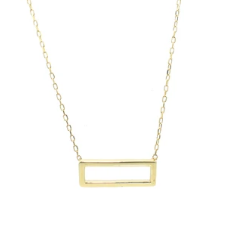 Open Rectangle Necklace - 14K Yellow Gold