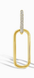 Paperclip Dangle Earrings - 14K Yellow Gold with Pave Diamonds