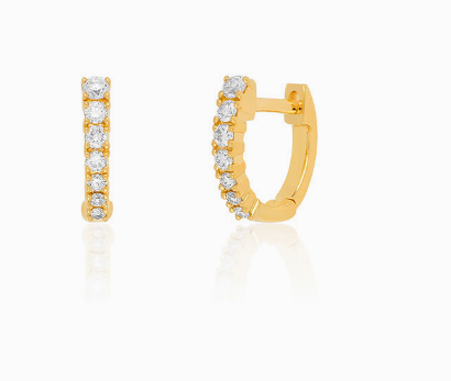 Huggies - Single Row Diamonds - 14K Yellow Gold or 14K White Gold