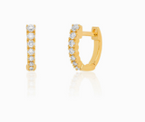 Huggies - Single Row Diamonds - 14K Yellow Gold or 14K White Gold