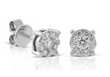 Cluster Diamond Stud Earrings 14K White