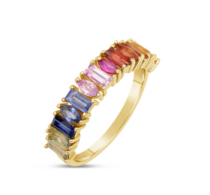 Rainbow Sapphire Baguette & Marquise Ring