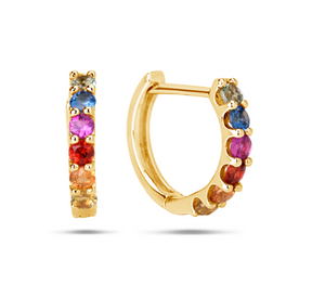 Rainbow Sapphire Huggie Earring