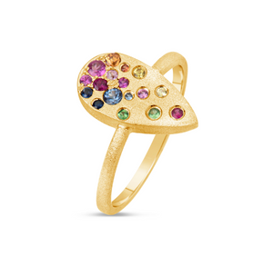 Rainbow Sapphire Pear Ring