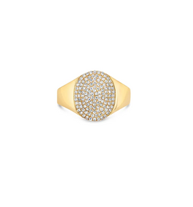 Pave Diamond Oval Signet Ring