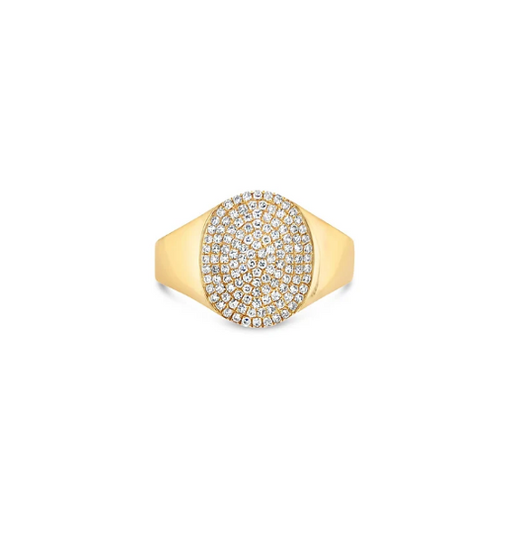 Pave Diamond Oval Signet Ring