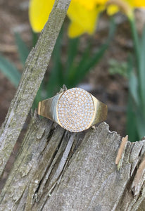 Pave Diamond Oval Signet Ring